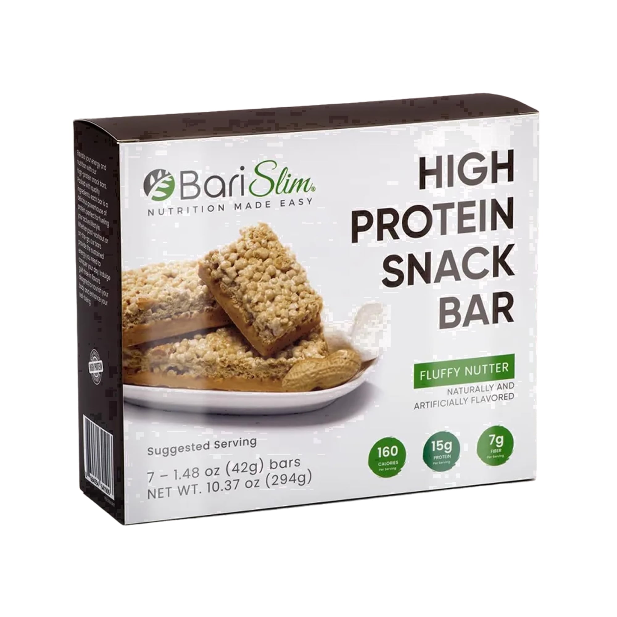 BariSlim High Protein Snack Bars for Weight Management & Nutritional Support, Fluffy Nutter Flavor, 7 Count, 13 Oz, Adult