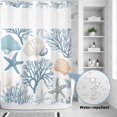 thumbnail image 2 of No Hook Shower Curtain, Blue Coastal Shower Curtains for Bathroom with See Through Top Window, Nautical Coral Beach Starfish Waterproof & Washable Bath Curtain Extra Long 72"x96", 2 of 9