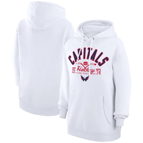 Men's Starter White Washington Capitals Puck Pullover Hoodie