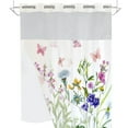 thumbnail image 4 of Dznils White No Hook Fabric Shower Curtain with Snap-in Liner, 72" x 74", Pink Floral Patterned, 4 of 12