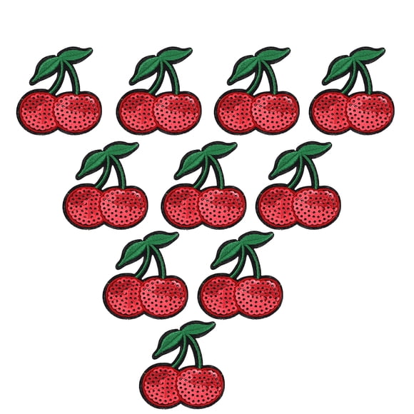 SHISUYAN 10pcs Sequin Patches Strawberry Embroidered Patch Fruit Stickers DIY Appliques Badges for Clothes Backpack Handbag (6.8x7.2CM)