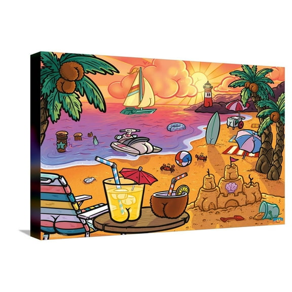 Brian Cook: Butts on Things - Beach Canvas Wall Poster, 14.725" x 22.375"