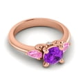 thumbnail image 3 of 2.50 Carat Round Cut Blue Sapphire & Pink Sapphire Gemstone Lovely Three Stone Engagement Ring for her Solid 14K Rose Gold Size 7 by Diamond-Capitals, 3 of 8