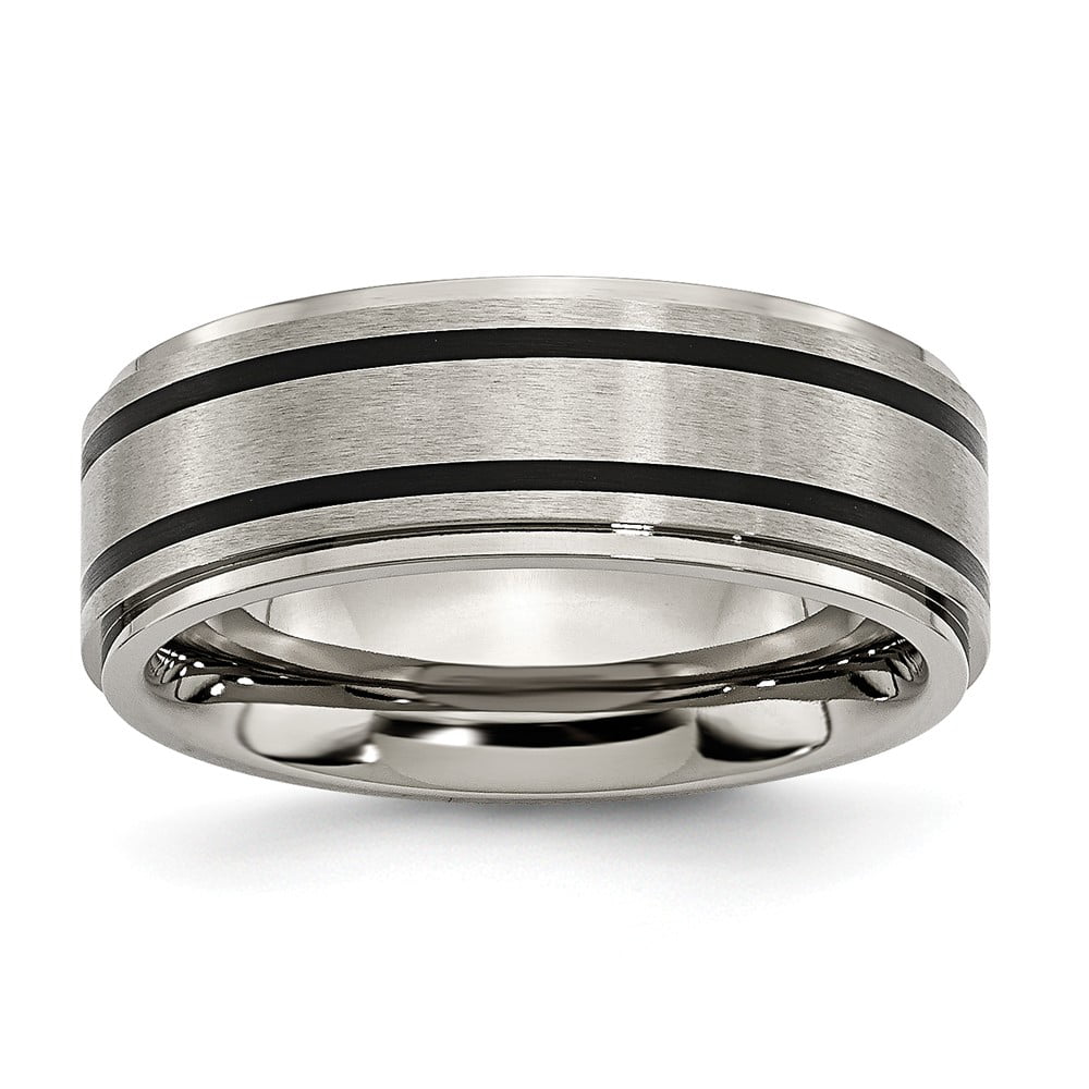 Jewels By Lux Titanium Black Ti Two-Tone 8mm Polished Band