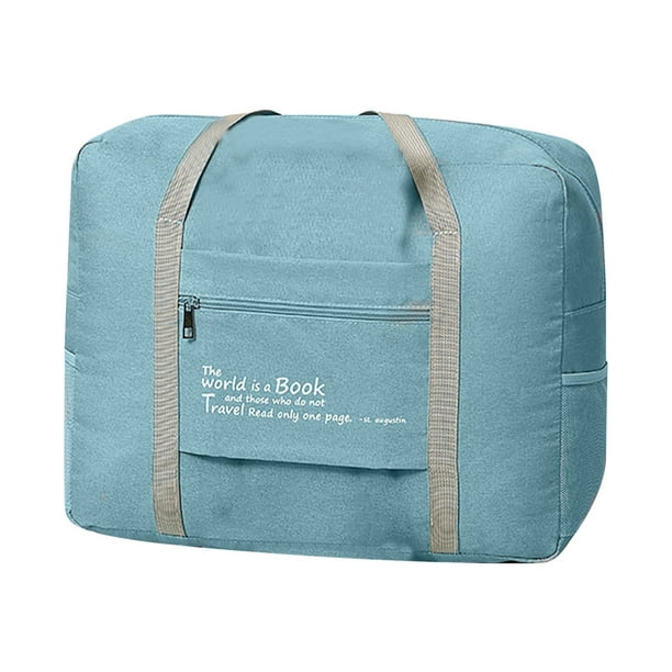 Bolsa de equipaje portátil plegable de gran capacidad, azul