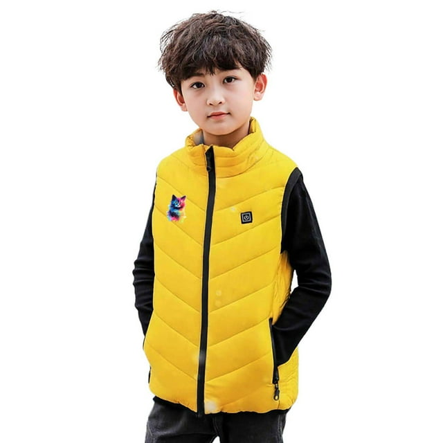 RXMEKW Heated Jacket for Kids with USB Power, Intelligent Constant Temperature Heating and 13 Heating Zones for Boys and Girls, Winter Windproof Warm Coat for Outdoor Play