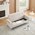 thumbnail image 3 of Tcbosik Small Couch with Storage, Upholstered Love Seat with Side Pocket, 2-Seater Sofa for Living Room, Bedroom, Beige, 3 of 8