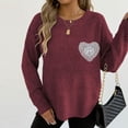 thumbnail image 4 of UAMVSH Sweaters for Women Casual Lace Trim Crewneck Knit Tops Cute Embroidered Long Sleeve Pullover Fall Fashion Clothes, 4 of 6