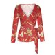 thumbnail image 4 of Camisa irregular elegante para mujer Impreso con cuello en V Manga larga Vendaje Blusa Túnica Arco Tops Fridja czfsfas3970, 4 of 5
