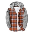 thumbnail image 2 of ZHANGDER Mens Hoodies Flannel Hoodie Shirts Casual Button Down Plaid Shirt with Pocket, Z-Orange XXL, 2 of 5