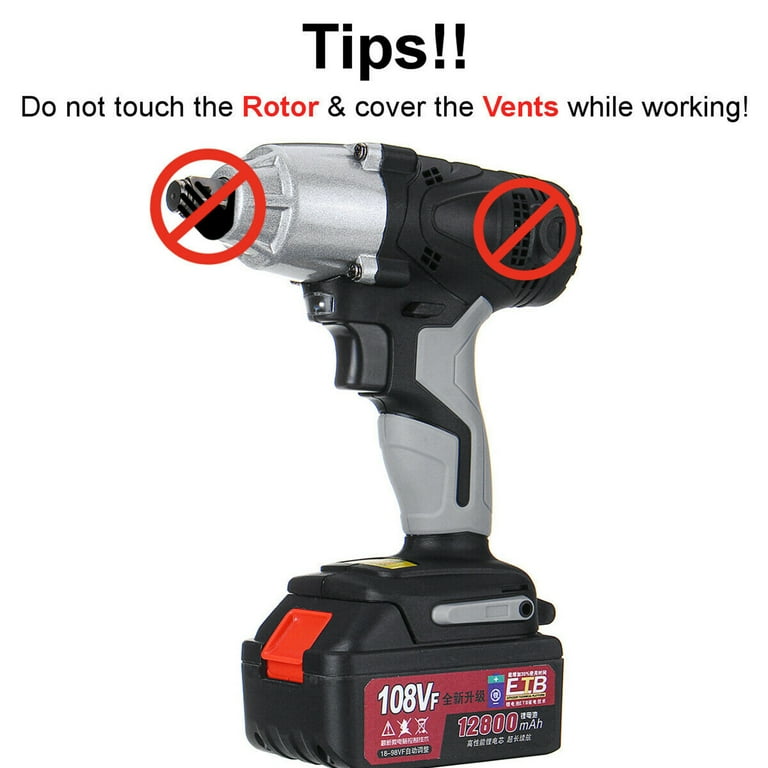 SHCKE 108VF Brushless Impact Wrench 1 2 Cordless Electric Impact Wrench High Torque Impact Wrench with LED Working Light and Lithium Ion Battery