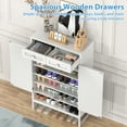 thumbnail image 6 of BTY Wooden Shoe Cabinet with 2 Top Drawers & Barn Door, Sturdy Entryway Shoe Rack Organizer for Hallway Bedroom Closet Living Room White, 6 of 7
