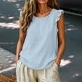 thumbnail image 4 of tarylea Tank Tops for Women Sleeveless Ruffled Shoulder Scoop Neck T-Shirts Casual Loose Summer Plain Tee Tops, 4 of 6