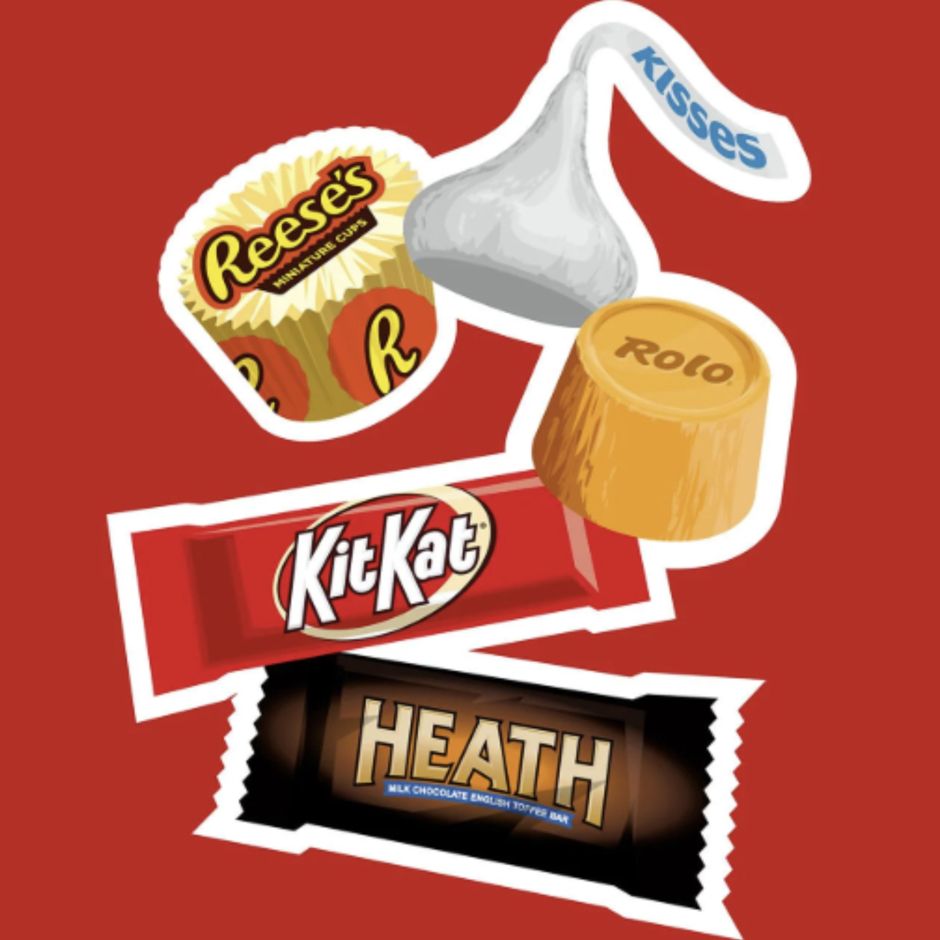KitKat, Reese’s, Hershey’s Kisses & Heath Miniatures – 1.5 lbs Bulk Assortment of Individually Wrapped Chocolate Candy for Party Favors, Holidays, Office Snacks