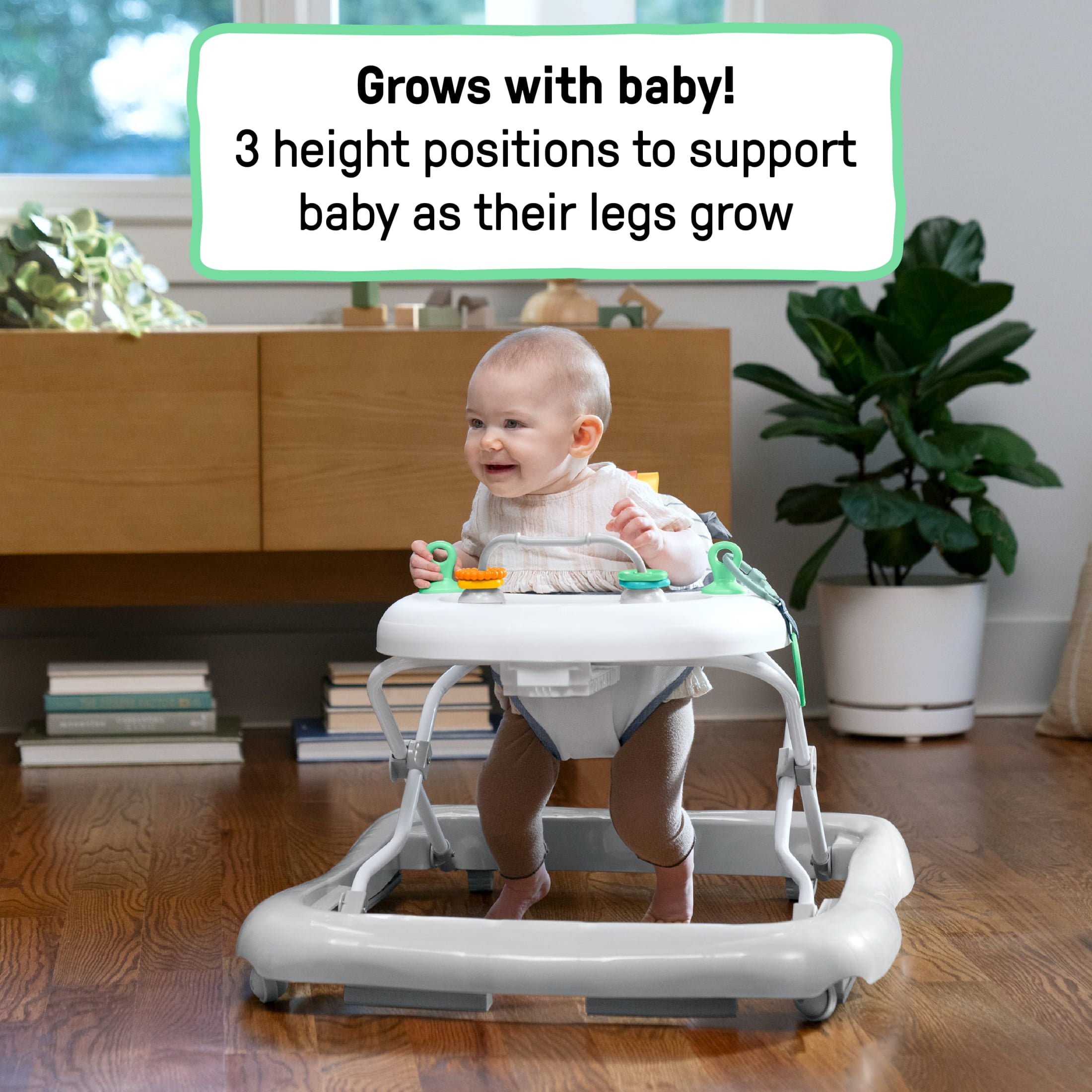 Ingenuity Smooth Strides Activity Walker - Developmental Walker - Chambray - 6M-12M