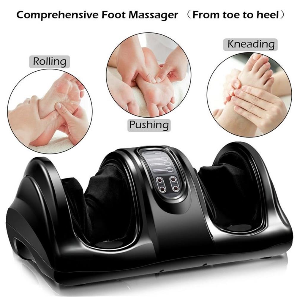 Pemberly Row ABS & Fabric Shiatsu Foot Massager w/ Remote Control in Black