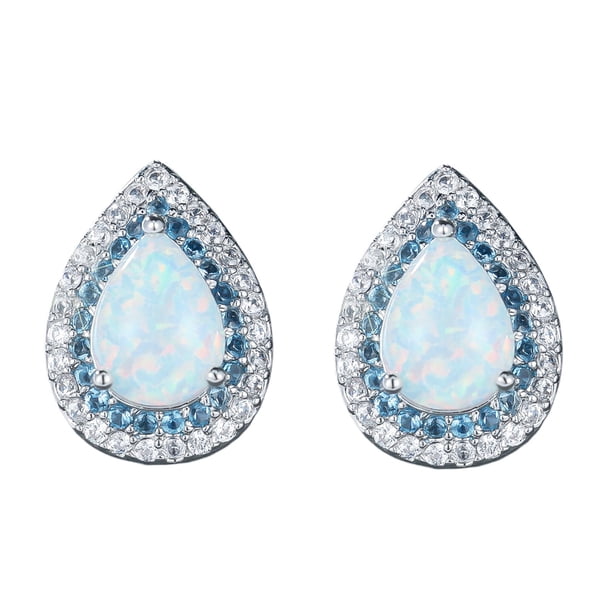 Elegante Pendientes de la gota con el ópalo blanco único ligero de la joyería del oído para las mujeres