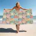 thumbnail image 2 of Abstract Colorful Geometric Grid Pattern Woman Beach Towel Bathroom Quick Towel For Yoga Camping Gym Hotel, 2 of 5
