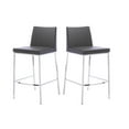 thumbnail image 3 of Plata Decor Import Aelta Stool, PU in Black, Kitchen PU Stool, Modern Counter Stool, Stainless Steel Stool, with Backrest and Footrest - Set of 2, 3 of 4