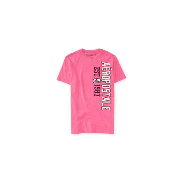 Camiseta adornada Aeropostale con logotipo de aplicación vertical para hombre rosa grande