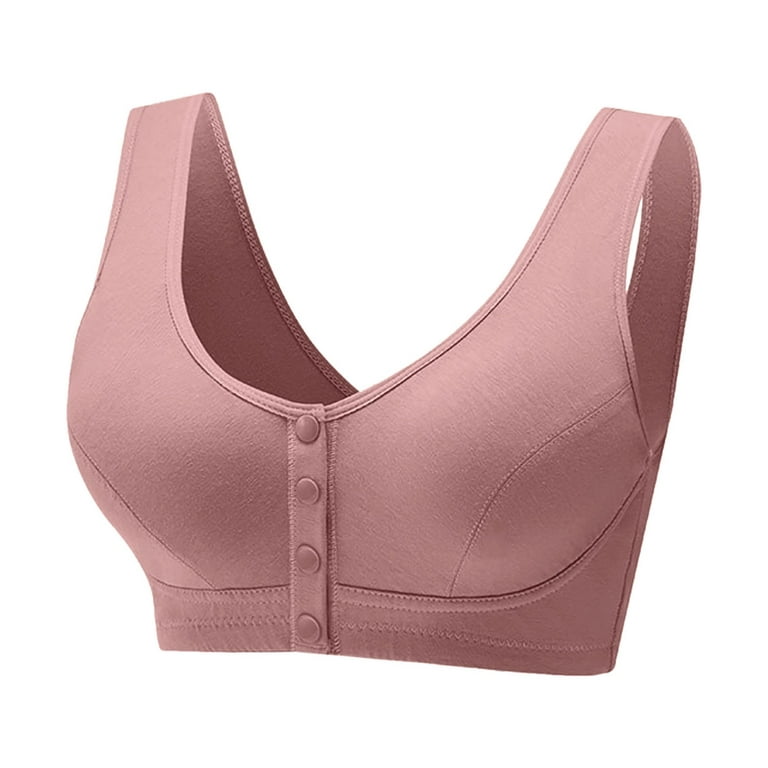 PMUYBHF Strapless Bras for Women Push up Big Women's Comfortable and Middle  and Old Age Bra Large Tank Top Style Thin Front Button Bra without Steel  Rings Womens Sports Bras High Support 