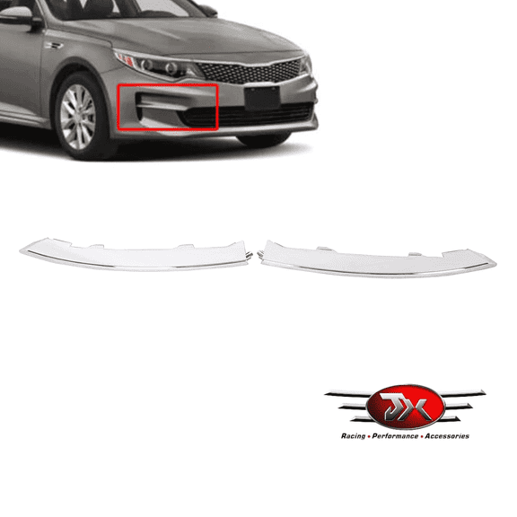 JX RACING Front Bumper Lower Grille Molding Trim Chrome Set Compatible with Kia Optima EX 2016-2018