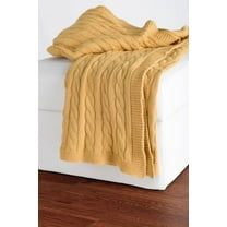 Rizzy Home Cable Knit Sweater Throw, 50" x 60", Yellow