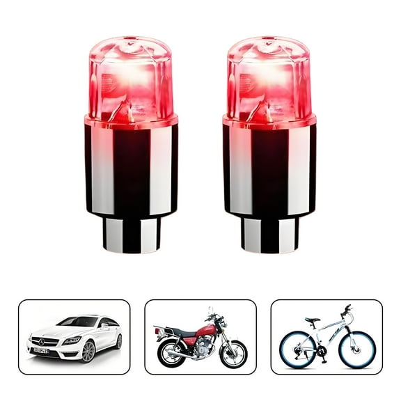 Car Bike Tire Lights,2-Pack Red Light Short Version Wheel Lights,Universal Valve Stem Lights for Automobile Electric Scooter Motorcycle,Bike Wheel Lights and Bike Spoke Lights for Safety Warning