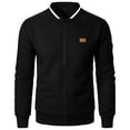 thumbnail image 5 of Vxararl Men Casual Collared Bomber Windbreaker Jacket, Full Zip Lightweight Work Golf Outerwear with Zipper Side Pockets for Street Shopping Outdoor Outfits Black M, 5 of 7