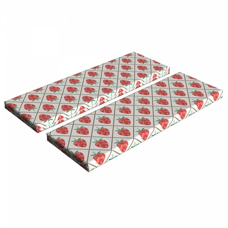 

Fruit Art Bench Cushion Set of 2 Floral Ornamental Strawberries in Tiny Dotted Rhombus Symmetric Standard Size Foam Pad and Decorative Cover Vermilion White Green by Ambesonne