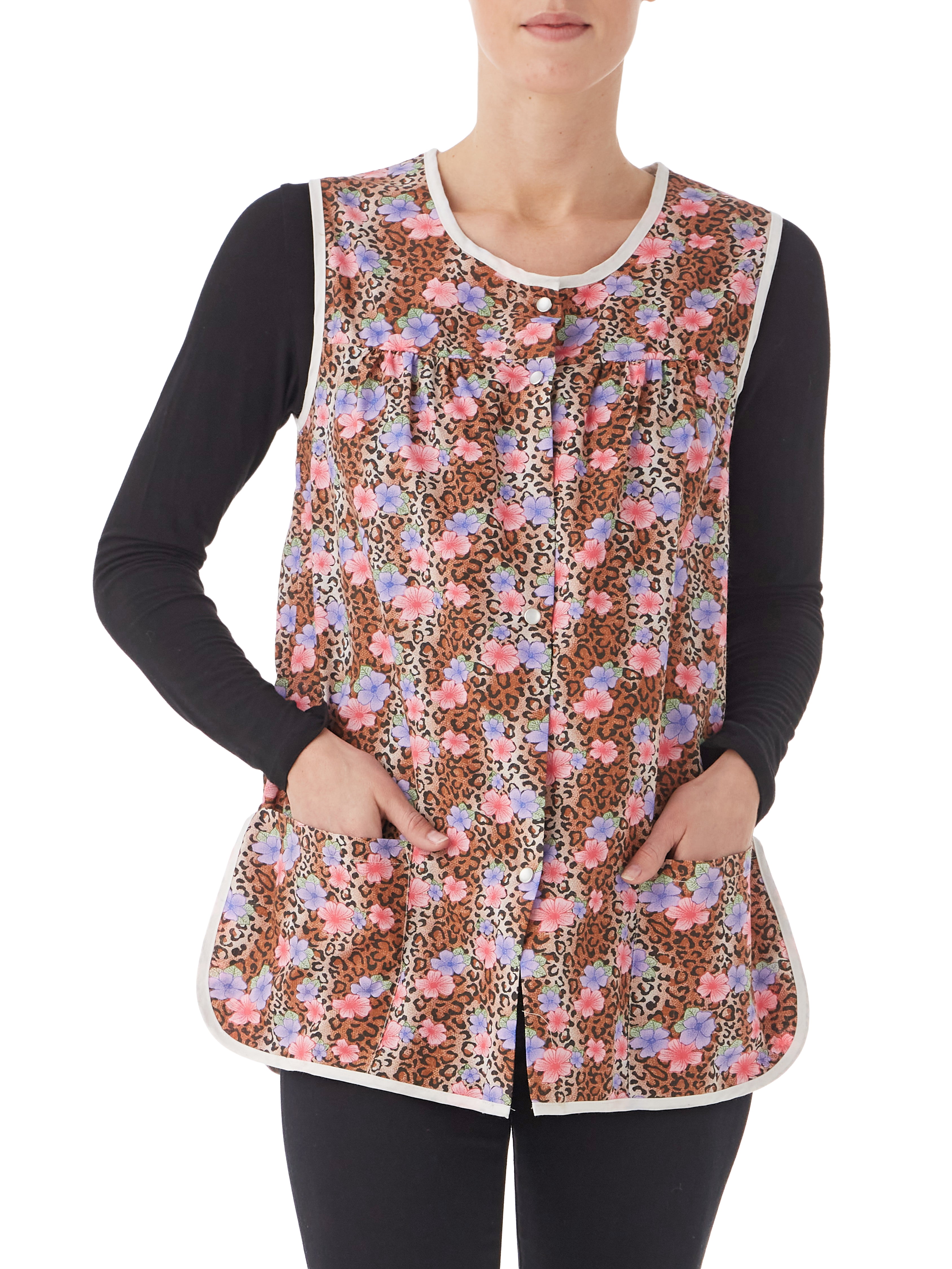 AmeriMark Easy-Care Snap Front Cobbler Aprons Vest with Two Patch Pockets 