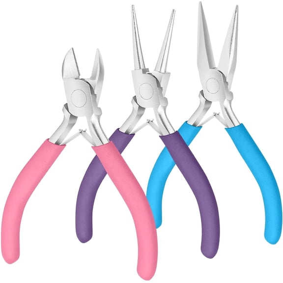 Jewelry Pliers Set, 3-Piece Professional Needle Nose Pliers, Round Nose Pliers and Wire Cutters, Jewelry Making and Repair Tools for Wire Wrapping, Beading, DIY Crafts