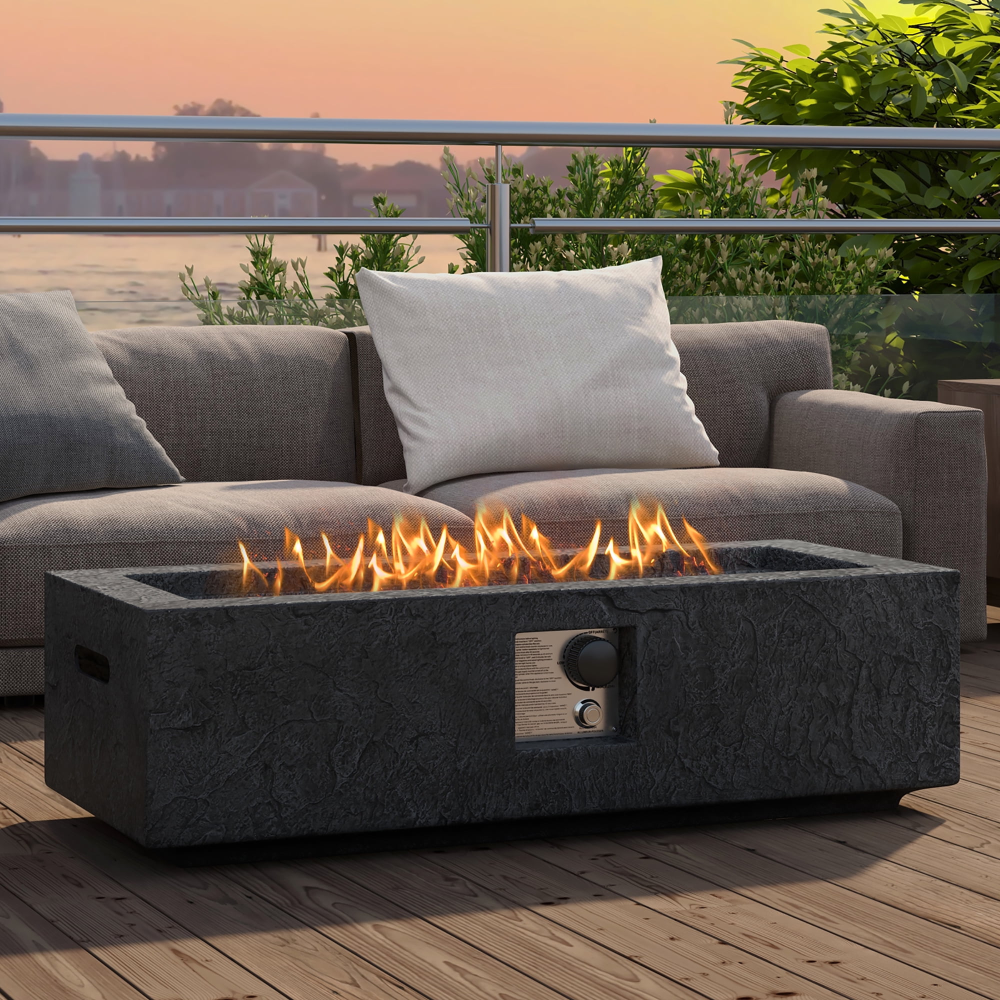 Gymax 42.5'' Magnesium Oxide Propane Gas Fire Pit w/Stainless Steel Burner