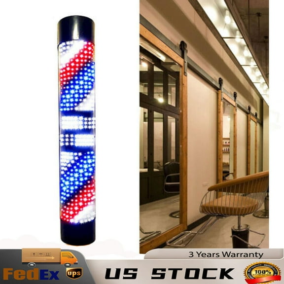 LED Rotating Wall Light Barber Pole Waterproof Salon Barber Pole Shop Sign Light