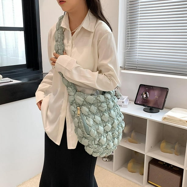 Amzcrzy Caja De Almacenamiento De Adornos, Bolsas De Mano Acolchadas Para Mujeres, Bolso De Hombro Acolchado, Bolsas De Mano Grandes Acolchadas De Algodón, Contenedores De Almacenamiento De Celosía C