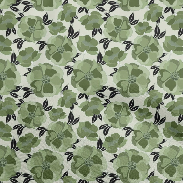 oneOone Polyester Spandex Green Fabric Floral Retro Sewing Craft Projects Fabric Prints By Yard 56 Inch Wide