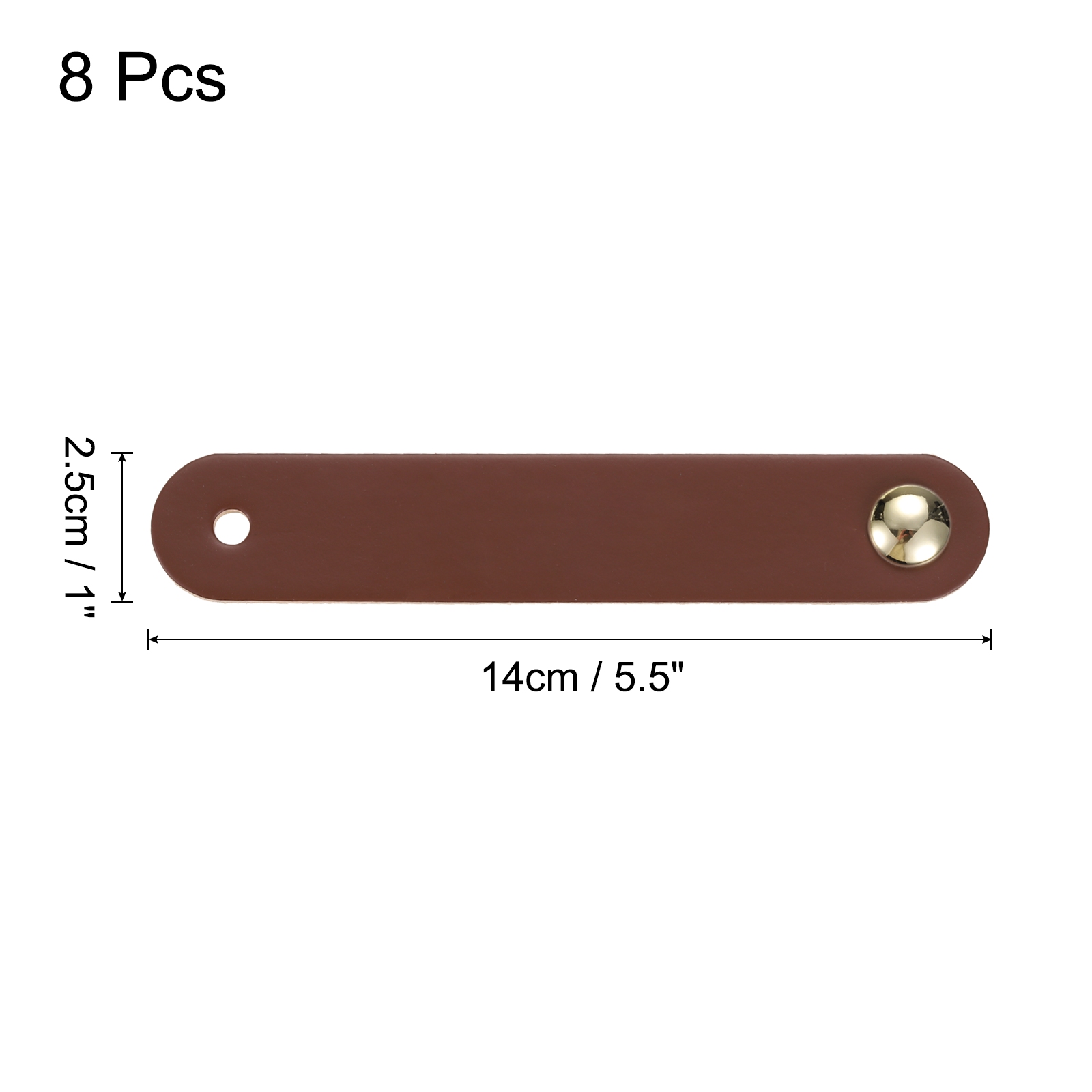 Unique Bargains Leather Pulls Single Hole Leather Knobs for Dressers Brown/Gold
