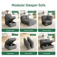 thumbnail image 4 of HONBAY Modular Sectional Sleeper Storage Sofa, Loveseat, Grey, 4 of 6