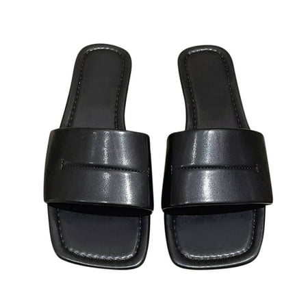 

UHUYA Womens Sandals Casual Summer Comfortable Flat Sandals Open Toe Non-Slip Beach Shoes Black 42 US 10.5