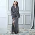 thumbnail image 3 of Clothes Splicing Winter Color Solid Sleeved Robe Lengthened Bathrobe Long Women's Coat Home, 3 of 9