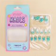 thumbnail image 4 of 24 Pcs Short Kids Press on Nails Cartoon Floral Color Block Removable Fake Nails for Girls, 4 of 4