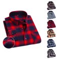 thumbnail image 2 of Camisa a cuadros cepillada de algodón puro para hombre, camisa informal a cuadros con solapa para todas las estaciones, para compras informales en casa, citas y oficina, 2 of 4