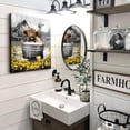 thumbnail image 3 of Highland Cow Wall Art - 12x16 Inch Canvas Print - Modern Farmhouse Bathroom Decor, Waterproof Black and White Cow Picture for Home, 3 of 6