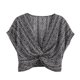thumbnail image 2 of HH TRAF - Nueva blusa de verano para mujer, con estampado de cuello en V, manga corta, con nudos decorativos, elegante, holgada, para fiesta en la calle, 2 of 5