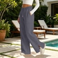 thumbnail image 4 of Guluxicc Women's Linen Pants with Pockets Elastic Waist Drawstring Wide Leg Trousers Summer Casual Outfits for Everyday Wear, 4 of 8