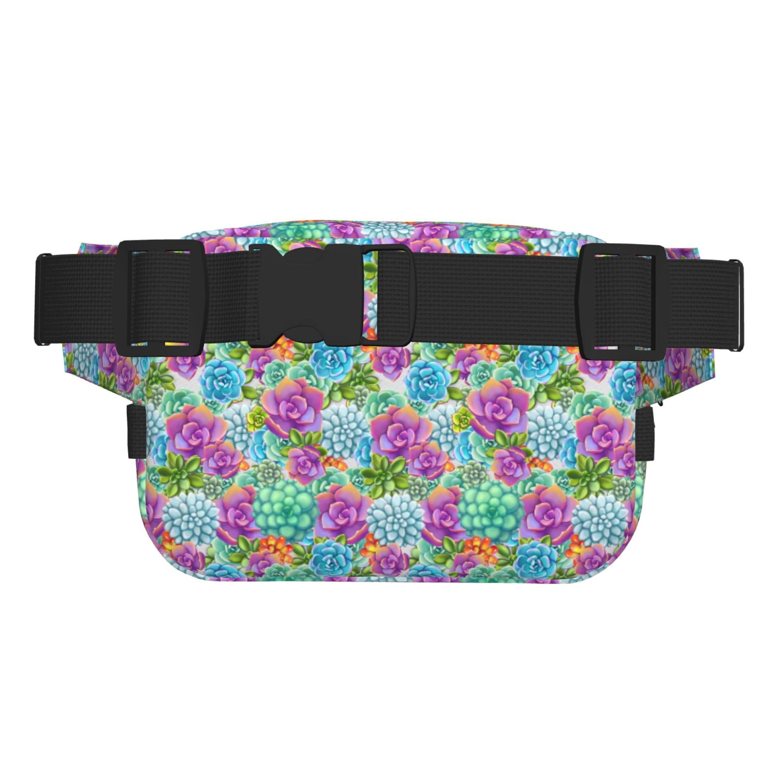 Picia Succulents Print Square Double-Layer Waist Bag Mini Adjustable Waist Belt Bag Exercise Running Travel Hiking
