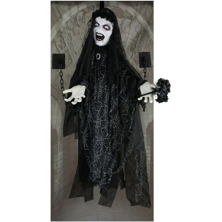 Haunted Hill Farm 4.25 ft Animatronic Demon Widow Door Greeter