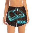thumbnail image 2 of Yiaed Neon Sign For Books Print Women's Running Shorts with Liner 3 Zipper Pockets Elastic Workout Athletic Gym Yoga Shorts-XX-Large, 2 of 7