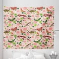 thumbnail image 1 of Nature Tapestry, Butterflies Flowers Shamrocks Vibrant Botanical Inspirational Print, Fabric Wall Hanging Decor for Bedroom Living Room Dorm, 5 Sizes, Lime Green Pale Pink, by Ambesonne, 1 of 1