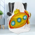 thumbnail image 4 of Yellow Submarine Soft Flannel Fleece Throw Blanket, Sea Theme a Submarine on the White Background Illustration Print, Cozy Plush for Indoor and Outdoor Use, 70" x 90", Orange and Yellow, by Ambesonne, 4 of 5